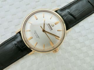 Mens Vintage 1966 Omega Seamaster Deville Automatic Wristwatch 14k Gold Bezel