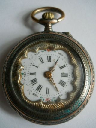 Miniature Antique Fancy Dial Womens Pocket Watch Swiss? Unknown Year Brand
