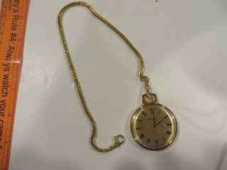Swiss Made Caravelle Mechanical Wind Up Vintage Pocket Watch - Small With Chain