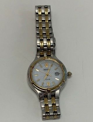 Seiko Solar Womens Silver Dial Date Stainless Steel Watch V137 Gold/silver Color