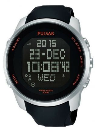 Pulsar Gents Digital Chronograph Rubber Strap Watch Pq2049x1 -