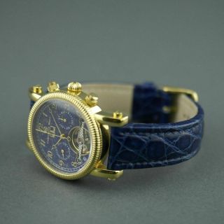 Constantin Weisz Automatic open heart gold plated wrist watch Date blue dial 10