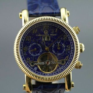 Constantin Weisz Automatic open heart gold plated wrist watch Date blue dial 12
