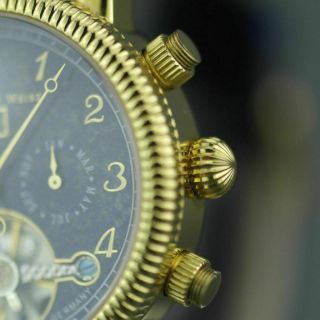 Constantin Weisz Automatic open heart gold plated wrist watch Date blue dial 4