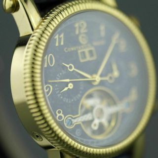 Constantin Weisz Automatic open heart gold plated wrist watch Date blue dial 5