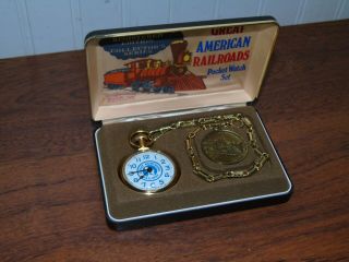 Vintage Bradley American Railroads Pocket Watch Set Great Northern Railroad Nos