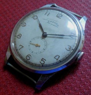 Vintage 1950s Oversized Cronex 17 Jewels Swiss Watch Running Wristwatch