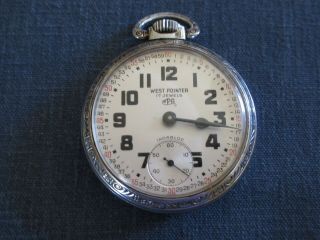 Vintage West Pointer Incabloc 17j Swiss Pocket Watch Railroad Parts/restoration