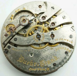 Vintage Hampden Dueber Grand 17 Jewel 12s Pocket Watch Movement Running