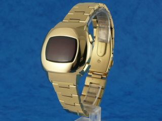 Gold 70s Vintage Style Led Lcd Digital Rare Retro Mens Watch 12 & 24 Hour P3