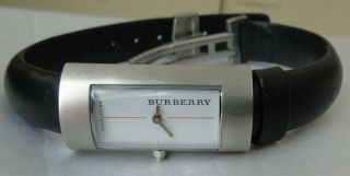 Brushed Steel Ladies Burberry Watch with Black Strap - 14400 L - 01129 2