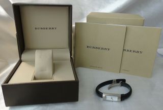 Brushed Steel Ladies Burberry Watch with Black Strap - 14400 L - 01129 5