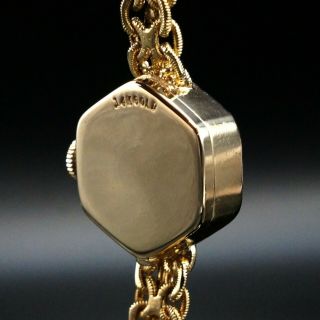 Rare Vintage Omega Octagonal Solid 14K Gold Lady ' s Diamond Bracelet Watch,  NR 6