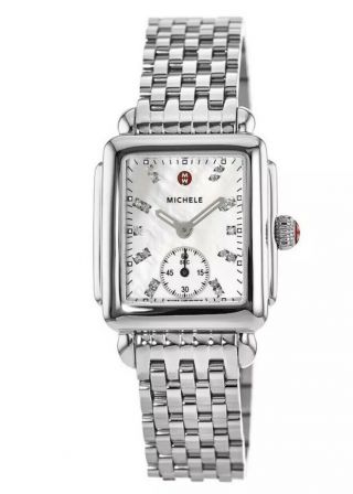 Michele Deco 16 Diamond Dial Mww06v000002 Wrist Watch For Women Silver