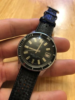 Vintage Navarre Diver Watch w/ Date 1960 ' s Beryllium Balance Jemaflex 30ATM 3