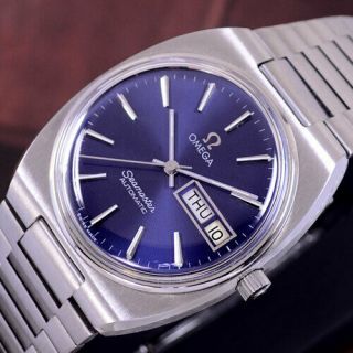Vintage Omega Seamaster Automatic Blue Dial Day&date Dress Men 