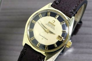 1960 ' s VINTAGE OMEGA CONSTELLATION PIE PAN 14K GOLD & STEEL,  TWO TONE 168.  025 2