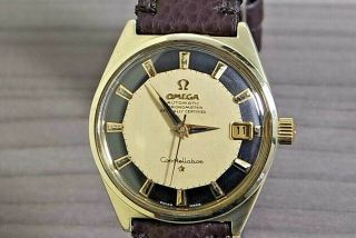 1960 ' s VINTAGE OMEGA CONSTELLATION PIE PAN 14K GOLD & STEEL,  TWO TONE 168.  025 3