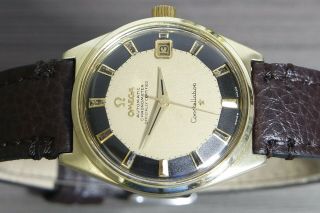 1960 ' s VINTAGE OMEGA CONSTELLATION PIE PAN 14K GOLD & STEEL,  TWO TONE 168.  025 6