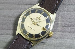 1960 ' s VINTAGE OMEGA CONSTELLATION PIE PAN 14K GOLD & STEEL,  TWO TONE 168.  025 8