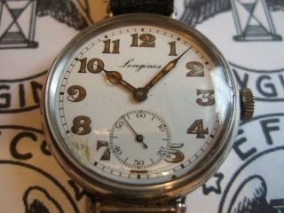 Men ' s 1926 LONGINES Silver Cased Officers Military Trench watch Boxed 2