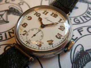 Men ' s 1926 LONGINES Silver Cased Officers Military Trench watch Boxed 3