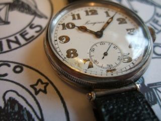 Men ' s 1926 LONGINES Silver Cased Officers Military Trench watch Boxed 5