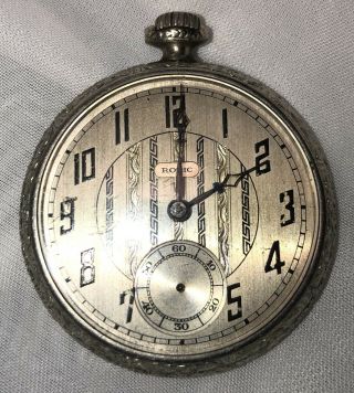 Antique Swiss Pocket Watch Roric Watch Company,  Ornate Illinois Watch Case Co.