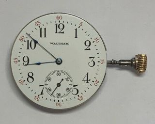 Waltham Seaside Pocket Watch Movement 15 Jewel 6 Size Model 1890 Running