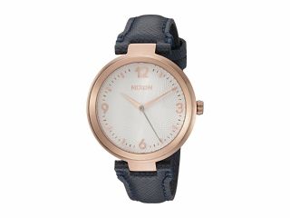 Nwt Nixon Chameleon Rosegold White Dial Blue Textured Leather Watch A992 2359