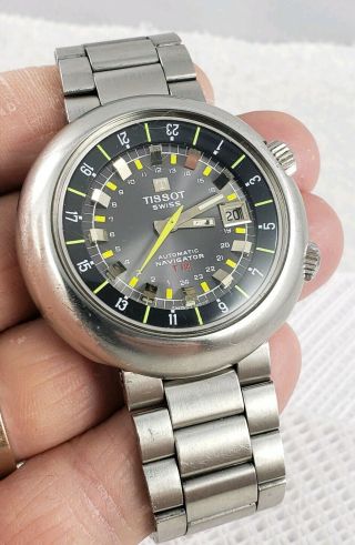 1970s Mens Tissot Navigator T12 Automatic Compressor Stainless Watch Gay Freres 3