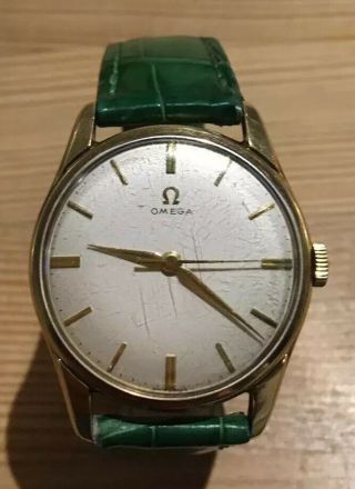 1960s Omega Men’s 9K Gold 33mm Cal.  285 17 Jewels Watch With Patek Philippe strap 2