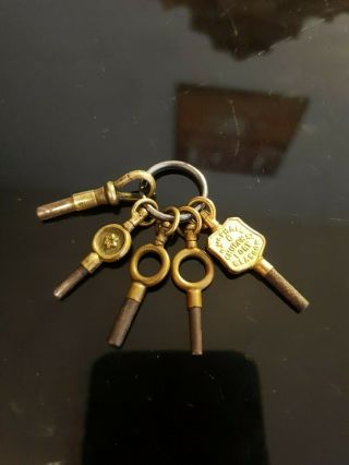 Antique Vintage Rare Set Of 5 Pocket Watch Keys