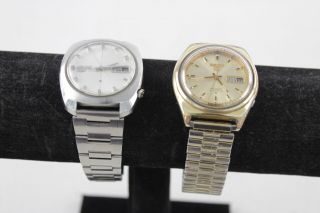 2 X Vintage Gents Seiko 5 Wristwatches Automatic Steel / Gold Tone