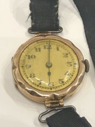 Vintage Antique 9ct Gold Watch Hallmark Ladies Trench Style Pre WW1 1912 Joblot 2