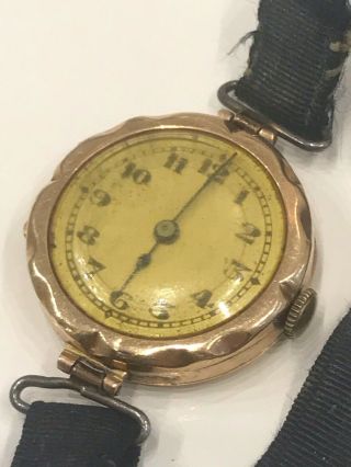 Vintage Antique 9ct Gold Watch Hallmark Ladies Trench Style Pre WW1 1912 Joblot 3