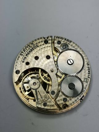 Stayte A Pocket Watch Movement - 15 Jewels,  Cyma Movement For Repair/spares