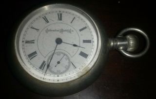 Old Vintage Antique Columbus Pocket Watch Model 2 18s Of 15j Hunter Movement