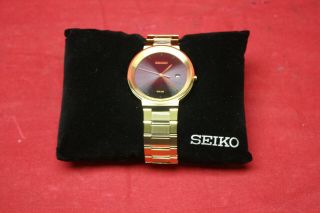 Seiko Solar Quartz Gold Tone Stainless Steel Watch V157 - 0cm0 Other