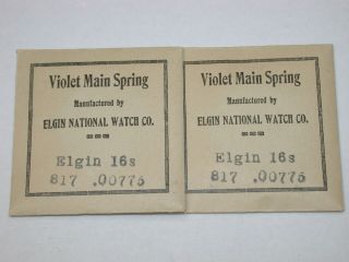 Elgin Watch Co.  16 Size Grade 817 Pocket Watch Mainsprings.  50Y 2