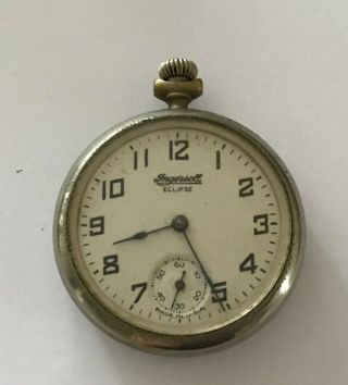 Vintage Usa Ingersoll Eclipse Pocket Watch - Repair Or Parts