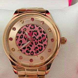 Betsey Johnson Leaping Into The Middle Cheetah Rose Gold Tone Watch Nib 50 Off