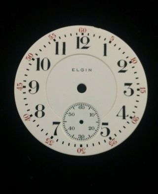18 Size Elgin Double Sunk Pocket Watch Dial Patch Near The 12 Position