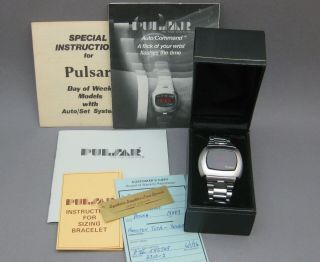 Vintage Pulsar Time Computer P4 Watch Led Mens Stainless Steel Perfectly