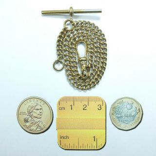 Antique Metal Albert Pocket Watch Chain T Bar & Dog Clip 13g