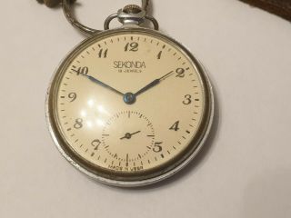 Vintage Sekonda 18 Jewels Pocket Watch Made In Ussr