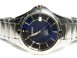 Vintage Seiko Mens 100m Diver 7n42 Gold Silver Blue Dial Date Cool Classic Watch