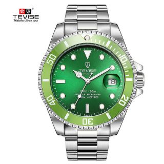 Tevise Mens Luxury Automatic Mechanical Submariner Wrist Watch Diver Hulk Green