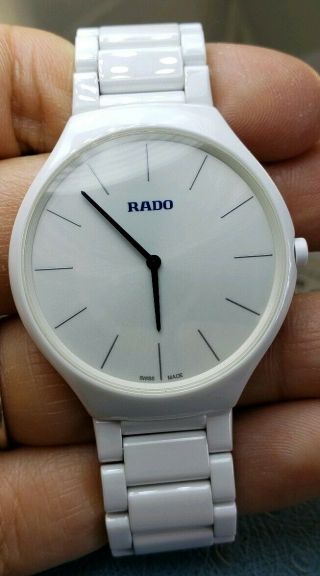 Rado True Thinline 39mm Swiss White Ceramic Watch 140.  0957.  3 Retail $2100,  Tax