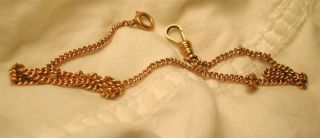 Vintage Gold Filled C.  R.  S.  Pocket Watch Chain With Safety Clasps.  12 Inches